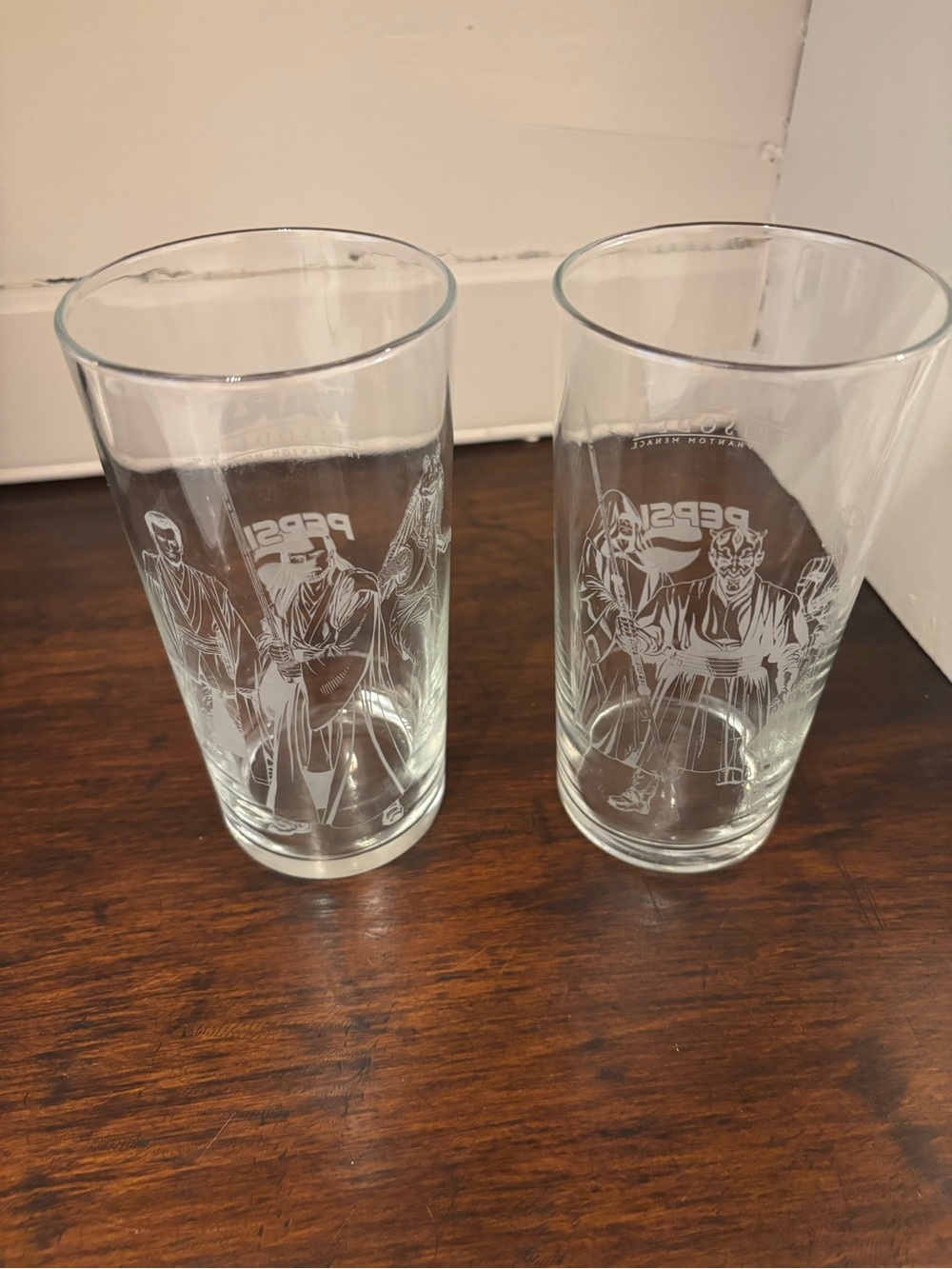 Vintage 1990s Star Wars Episode I: The Phantom Menace Glass Tumblers Set of 2